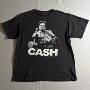 Johnny Cash San Quentin Middle Finger Graphic T-Shirt Black Zion Rootswear 1X